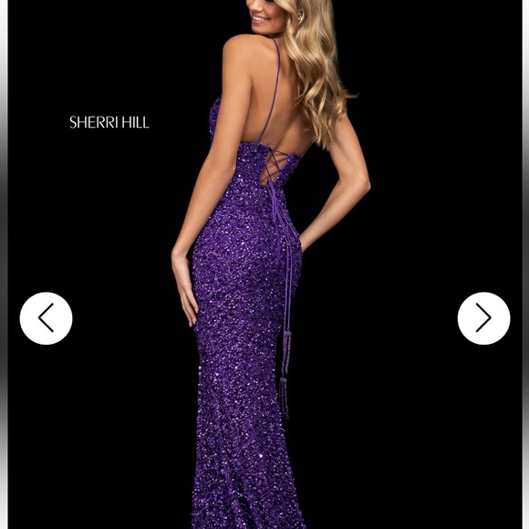 Sherri Hill Long Formal Gown Prom Dress Size 6 Sequin Spaghetti Strap - Picture 14 of 14